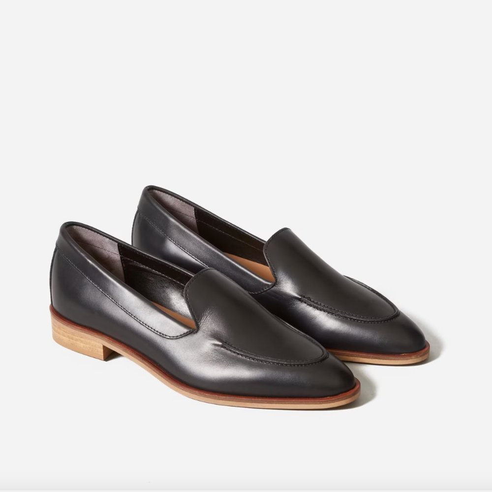 Everlane The Modern Loafer in black leather, size 7